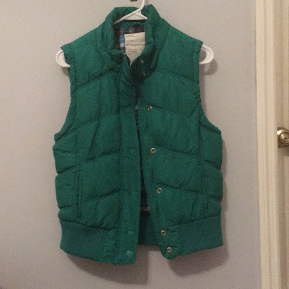 Bundle Green Puffer &Blue/WhitePlaid Vest - Picture 4 of 7